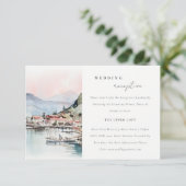 Kauai Hawaii Watercolor Scape Wedding Reception エンクロージャーカード (スタンド正面)