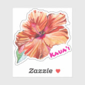 Kauai Hibiscus Watercolor Hawaiian Sticker シール (シート)