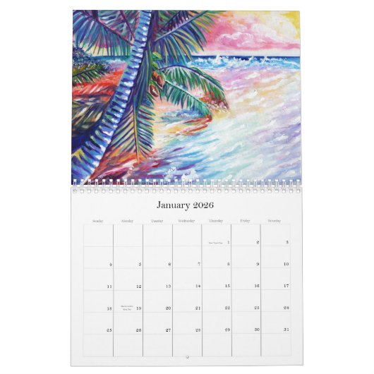 Kauai is Paradise Hawaii Art Calendar  カレンダー (1月 2026)
