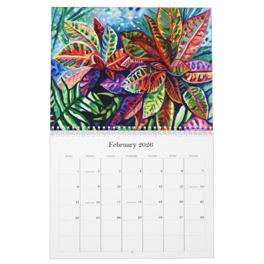Kauai is Paradise Hawaii Art Calendar  カレンダー (2月 2026)