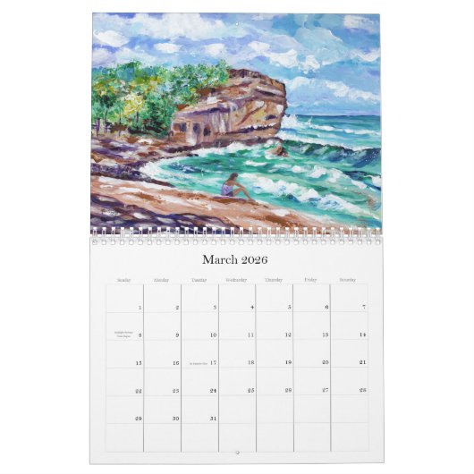 Kauai is Paradise Hawaii Art Calendar  カレンダー (3月 2026)