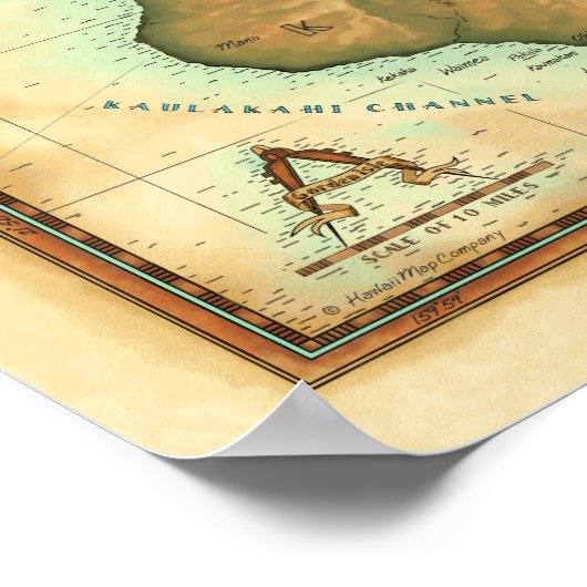 Kauai Map ポスター (角)