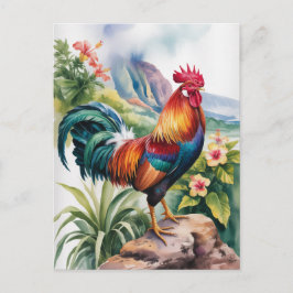 Kauai Rooster watercolor ポストカード