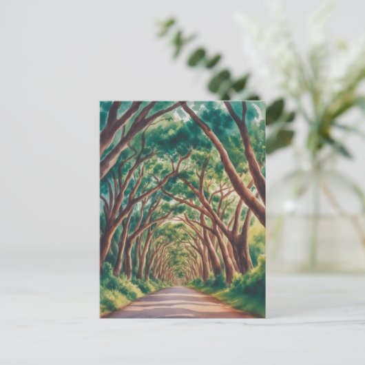 Kauai Tree Tunnel watercolor ポストカード (スタンド正面)