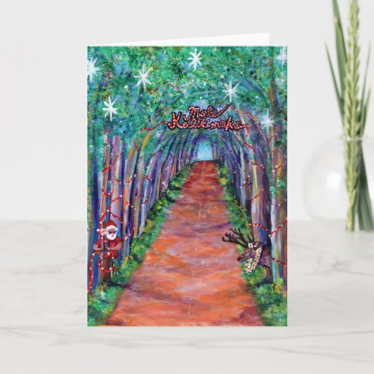 Kauai Tree Tunnel with Santa Mele Kalikimaka Card カード (正面)