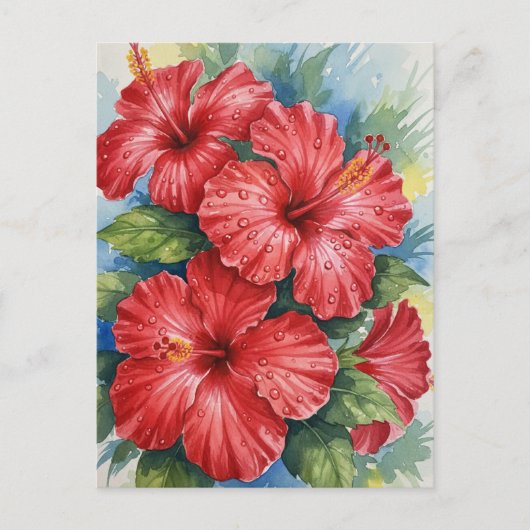 Kauai Tropical Flowers watercolor ポストカード (正面)
