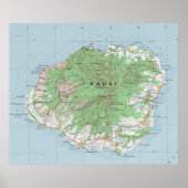 Kauai Vintage Map ポスター (正面)