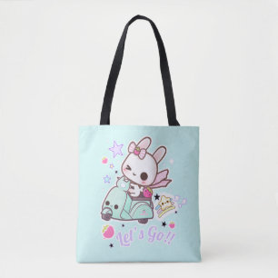 kawaiのスクーターが付いているかわいいバニー トートバッグ