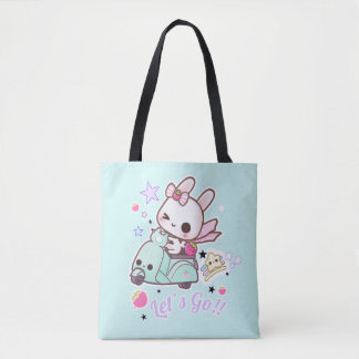 kawaiのスクーターが付いているかわいいバニー トートバッグ