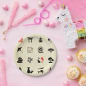 Kawai数々のな色のアジア幸運の記号のかわいいおもしろい ペーパープレート (パーティー)