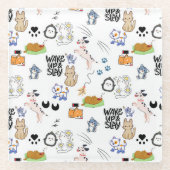 Kawai Pet Lover Cute Seamless Pattern ガラスコースター (正面)