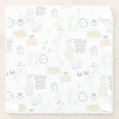 Kawai Pet Lover Cute Seamless Pattern ガラスコースター (裏面)
