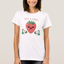 Kawai Strawberry Baby Shower Mom To Be It's A Girl Tシャツ