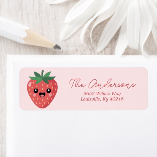 Kawai Strawberry Return Address ラベル (インサイチュ)