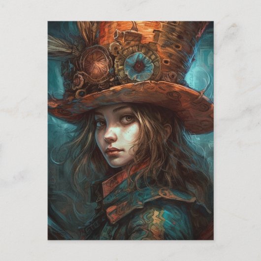 KawaiiファッションのAlice in a top hat ポストカード (正面)