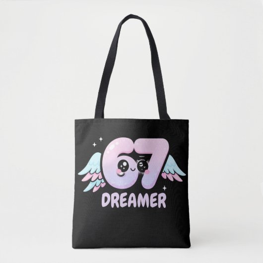 Kawaii "67 Dreamer" – Cute Pastel Angel Number トートバッグ (正面)