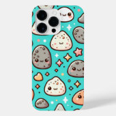 Kawaii Aesthetic iPhone Case – Teal Background iPhoneケース (裏面)
