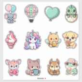 Kawaii Animal Sticker Bundle – Cute Fantasy & Anim シール (シート)