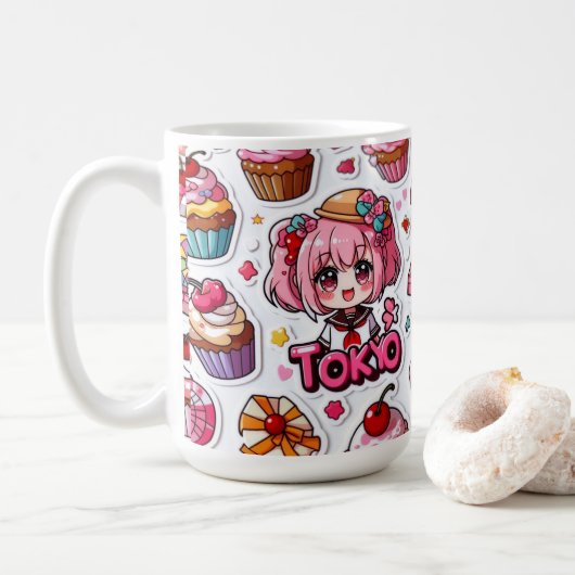 Kawaii Anime Art Japanese Pop Culture  コーヒーマグカップ (ドーナツ)