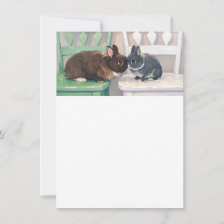 Kawaii Anime Bunnies on Chairs Party Invitation 招待状