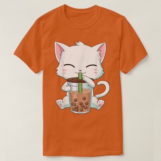 Kawaii Anime Cat Boba Tea Bubble Tea for Girls Boy Tシャツ (デザイン正面)