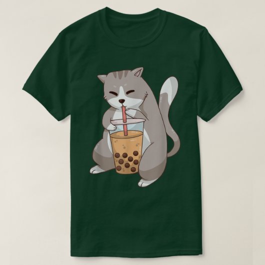 Kawaii Anime Cat Boba Tea Cute Kitten Cat Neko Bub Tシャツ (デザイン正面)