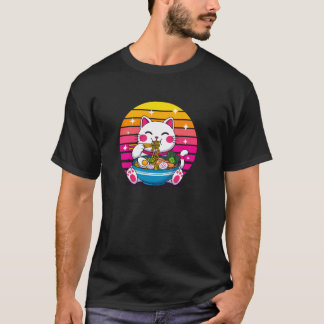 Kawaii Anime Cat Ramen Retro Japanese Noodles Cute Tシャツ