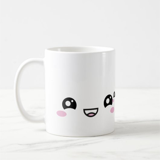 Kawaii Anime Faces Mug – Cute & Expressive Charact コーヒーマグカップ (左)
