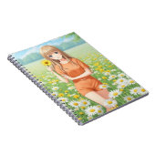 Kawaii Anime Girl in Daisy Garden ノートブック (右側)