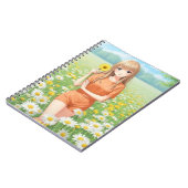 Kawaii Anime Girl in Daisy Garden ノートブック (左側)