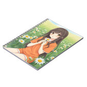 Kawaii Anime Girl in Daisy Garden ノートブック (左側)