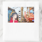 Kawaii Anime Girl & Japan Izakaya Dream 長方形シール (バッグ)
