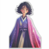 Kawaii Anime Girl Sticker | Cute Galaxy Aesthetic  シール (正面)