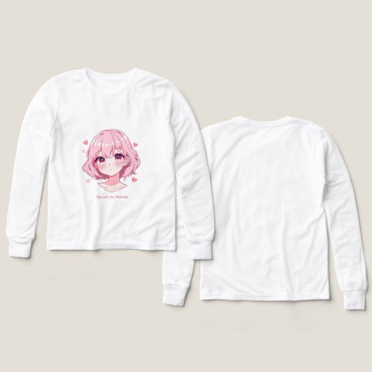 Kawaii Anime Girl Valentine Sweatshirt (デザイン 正面＆背面)
