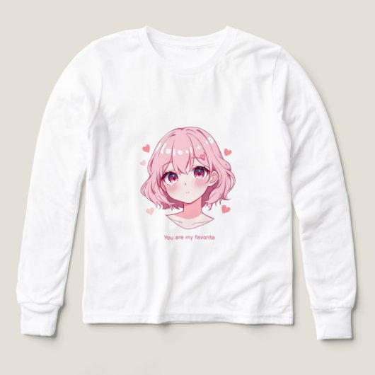 Kawaii Anime Girl Valentine Sweatshirt (デザイン正面)