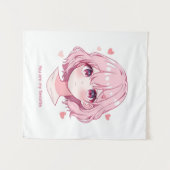Kawaii Anime Girl Valentine Sweatshirt タペストリー (正面(横))