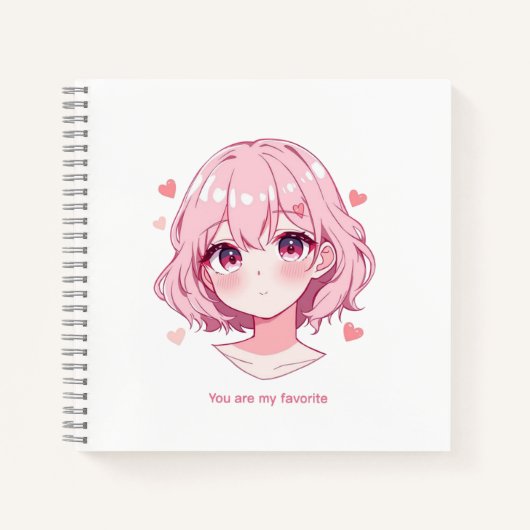 Kawaii Anime Girl Valentine Sweatshirt ノートブック (正面)
