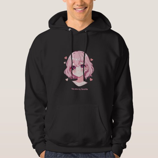 Kawaii Anime Girl Valentine Sweatshirt パーカ (正面)