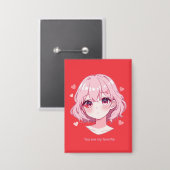 Kawaii Anime Girl Valentine Sweatshirt 缶バッジ (正面/裏面)