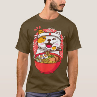 Kawaii Anime Japanese cat ramen Tシャツ