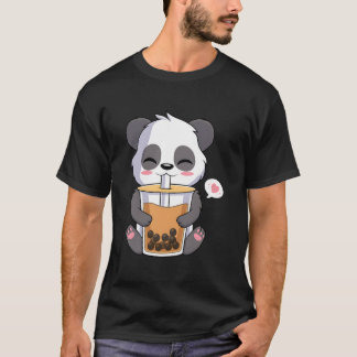 Kawaii Anime Panda Drinking Boba Bubble Tea Tシャツ