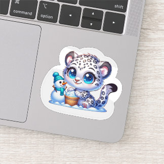 Kawaii Anime Snow Leopard Kid's Sticker  シール
