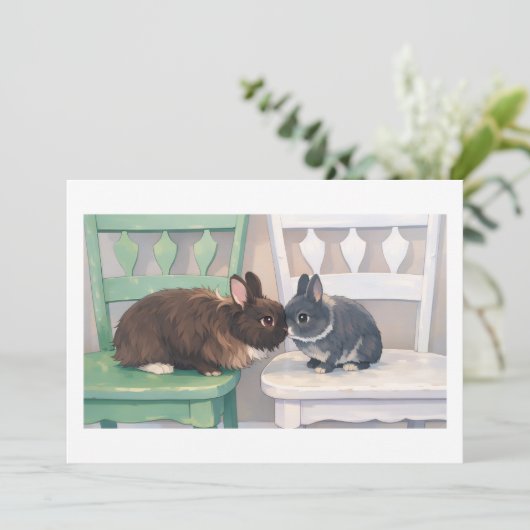 Kawaii Anime Two Bunnies Flat Card (スタンド正面)