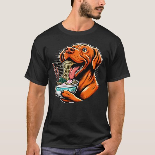 Kawaii Anime Vizsla Dog Ramen Tシャツ (正面)