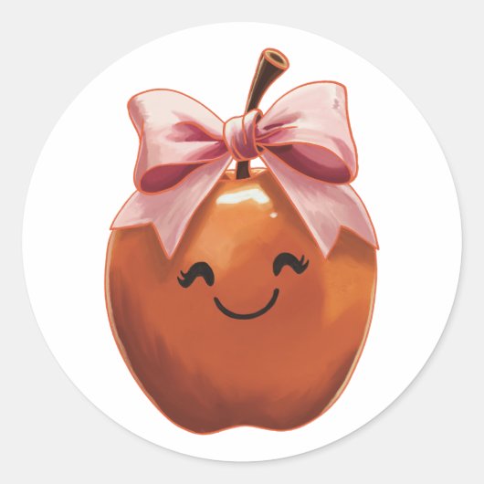 Kawaii apple gift ラウンドシール (正面)