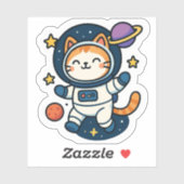 Kawaii Astronaut Cat Floating in Space  シール (シート)