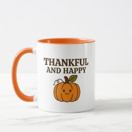 Kawaii Autumn Pumpkin Thankful Happy Thanksgiving マグカップ