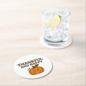 Kawaii Autumn Pumpkin Thankful Happy Thanksgiving ラウンドペーパーコースター (インサイチュ)