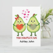 Kawaii Avocado Couple You Complete Me  サンキューカード (スタンド正面)