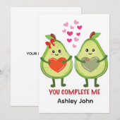 Kawaii Avocado Couple You Complete Me  サンキューカード (正面/裏面)
